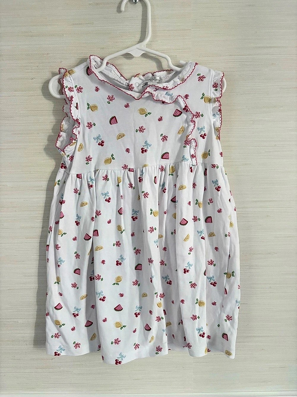 Kissy Fruit Fiesta White Dress Set Floral Ruffle Dress White & Pink Baby 3
